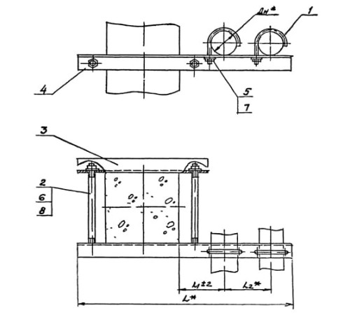 Крепления двух трубопроводов к колонне в Светлогорске