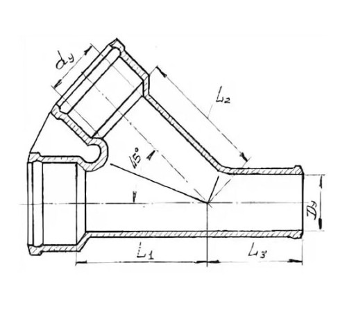 Косые чугунные тройники 45° в Светлогорске с доставкой по Беларуси